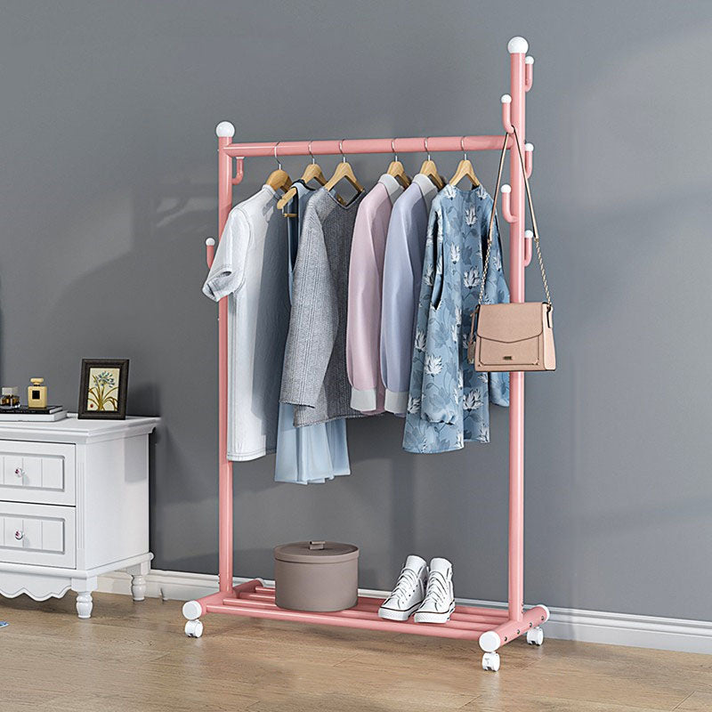 Contemporary Metal Coat Hanger Standing Storage Shelving Coat Rack with Coat Hooks
