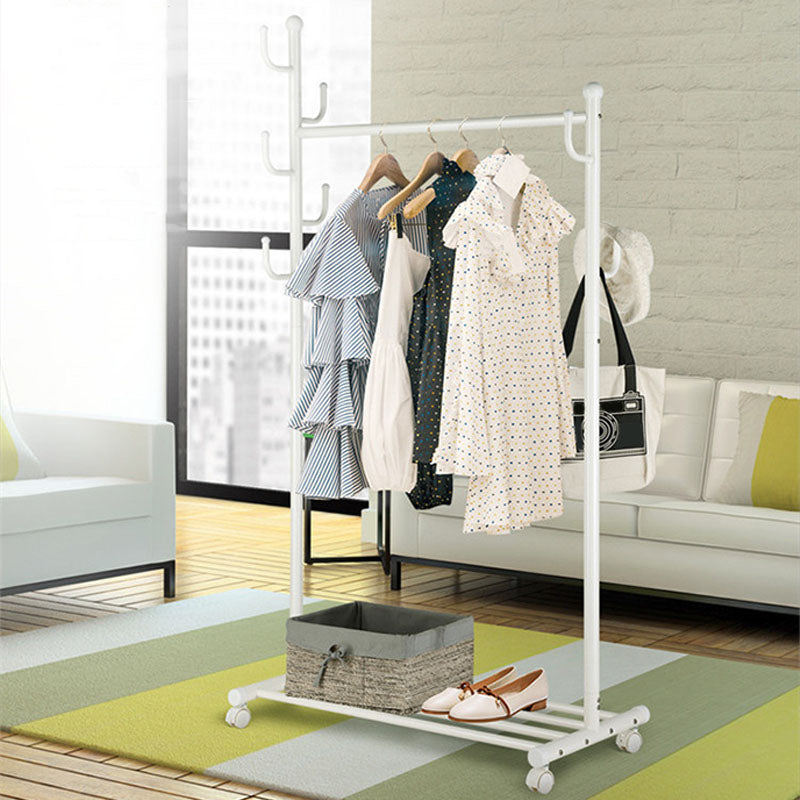 Contemporary Metal Coat Hanger Standing Storage Shelving Coat Rack with Coat Hooks