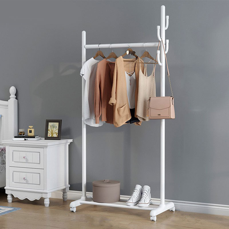Contemporary Metal Coat Hanger Standing Storage Shelving Coat Rack with Coat Hooks