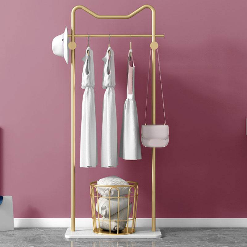 Contemporary Coat Rack Hanging Rail and Hooks Metal Framed Hall Stand