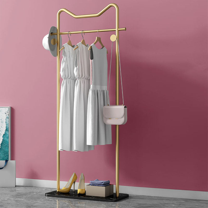 Contemporary Coat Rack Hanging Rail and Hooks Metal Framed Hall Stand