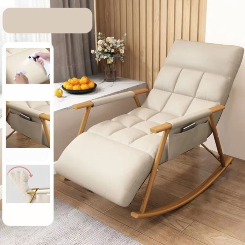 Creative Tufted Recliner Chair Solid Color Faux Leather Rocker Chair