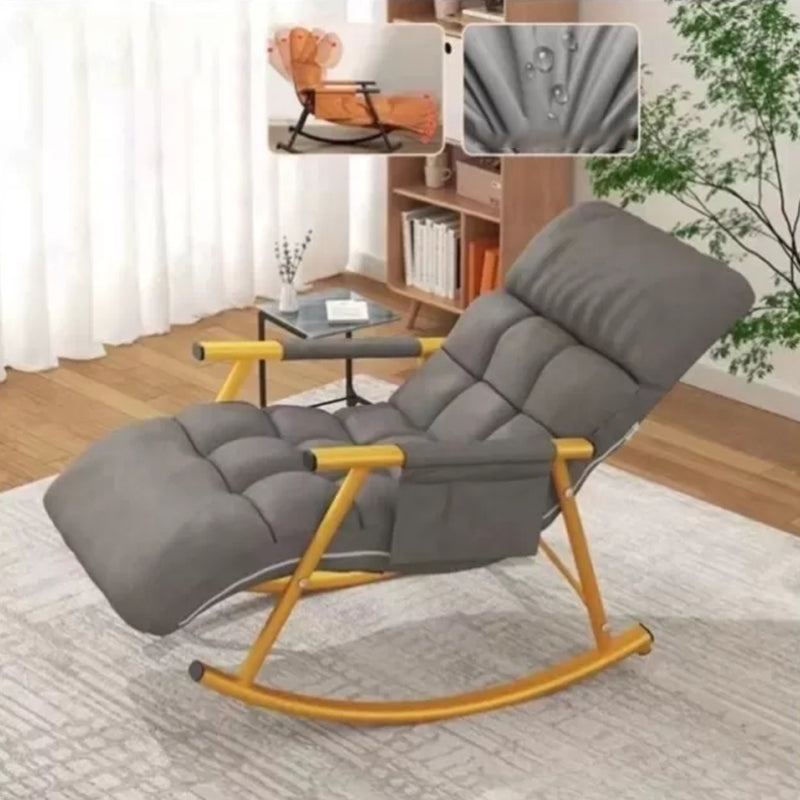 Creative Tufted Recliner Chair Solid Color Faux Leather Rocker Chair