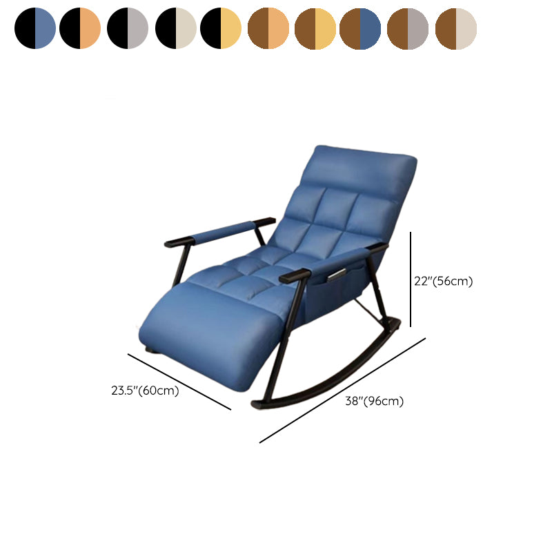 Creative Tufted Recliner Chair Solid Color Faux Leather Rocker Chair