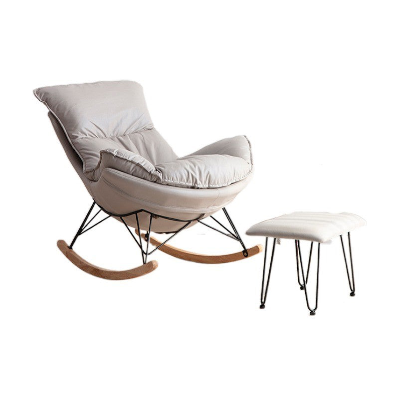 Leisure Glider Chair Pure Color Water Resistant Faux Leather Chair with Ottoman