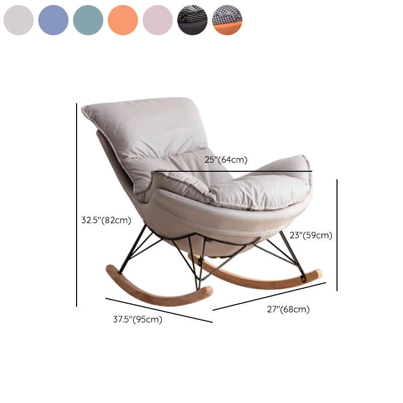 Leisure Glider Chair Pure Color Water Resistant Faux Leather Chair with Ottoman