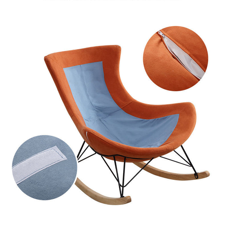 Modern Rocker Upholstered Button-Tufted with Dark legs Wingback Rocker Chair