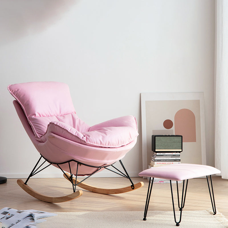Modern Rocker Chair Upholstered with Dark legs Glider for Living Room