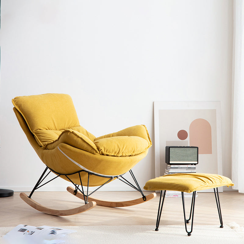 Modern Rocker Chair Upholstered with Dark legs Glider for Living Room