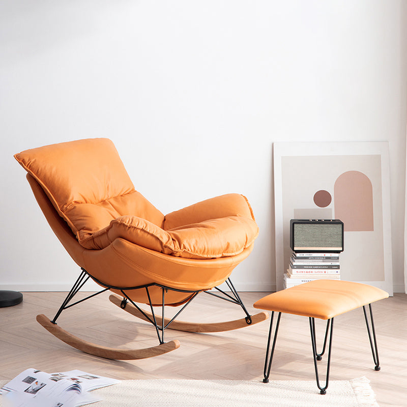 Modern Rocker Chair Upholstered with Dark legs Glider for Living Room