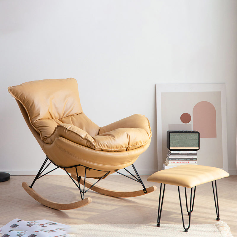 Modern Rocker Chair Upholstered with Dark legs Glider for Living Room