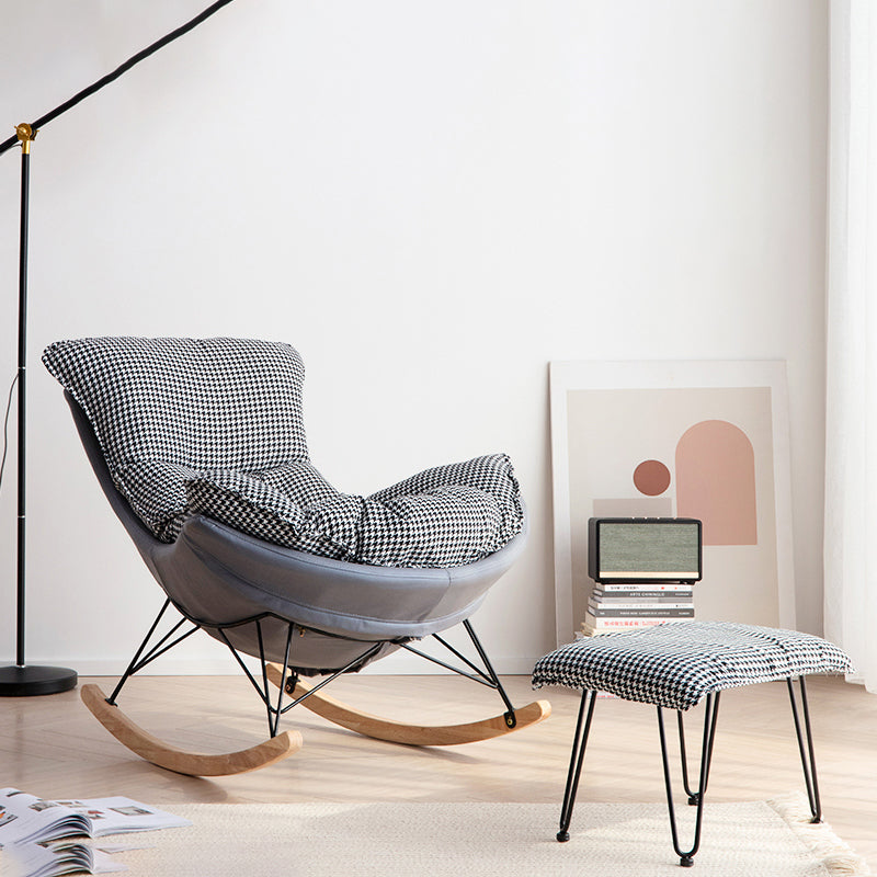 Modern Rocker Chair Upholstered with Dark legs Glider for Living Room