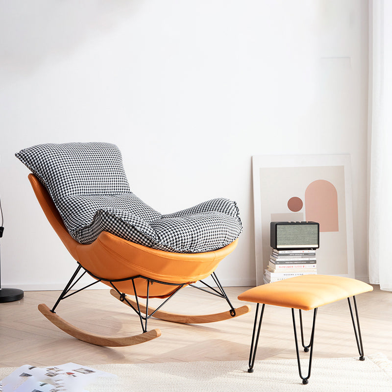Modern Rocker Chair Upholstered with Dark legs Glider for Living Room
