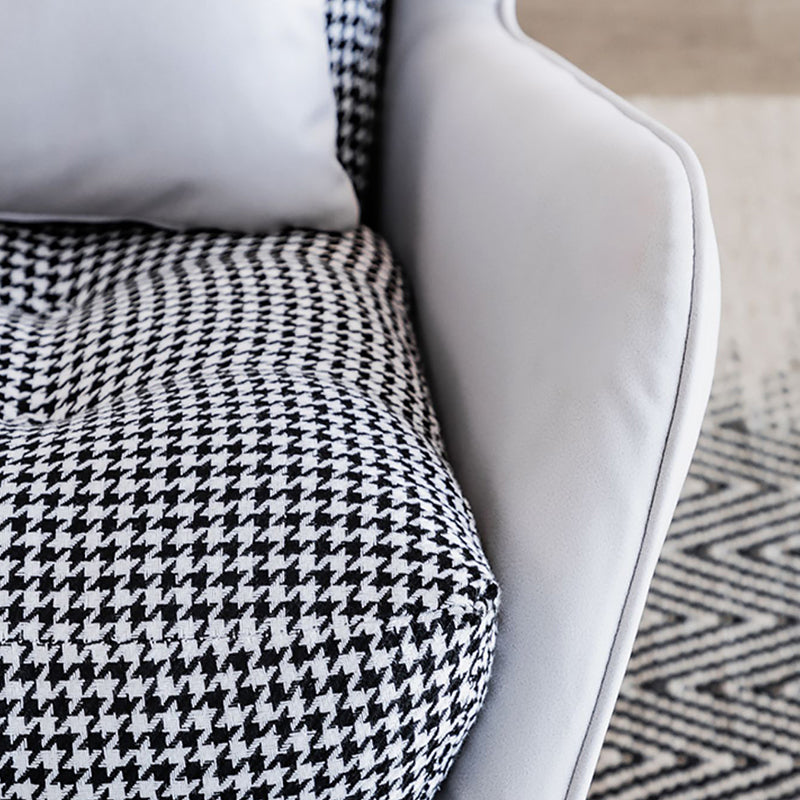 Modern Rocker Tufted Cushions Patchwork Fabric Rocking Chair with Pillow