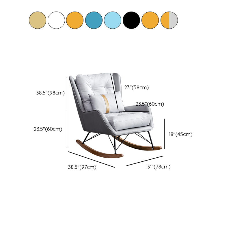 Modern Rocker Tufted Cushions Patchwork Fabric Rocking Chair with Pillow