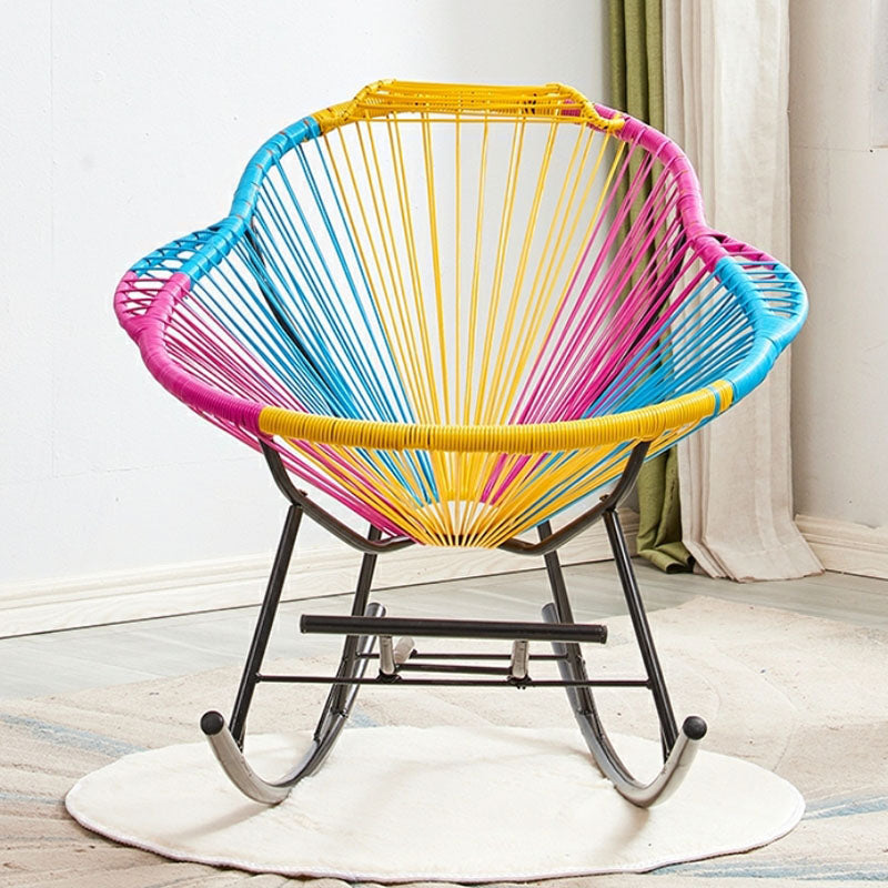 Modern Woven Rope Rocker Chair Rattan Rocking Chair for Living Room