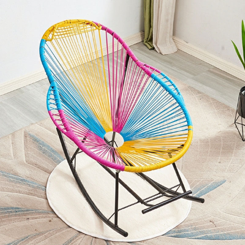 Modern Woven Rope Rocker Chair Rattan Rocking Chair for Living Room