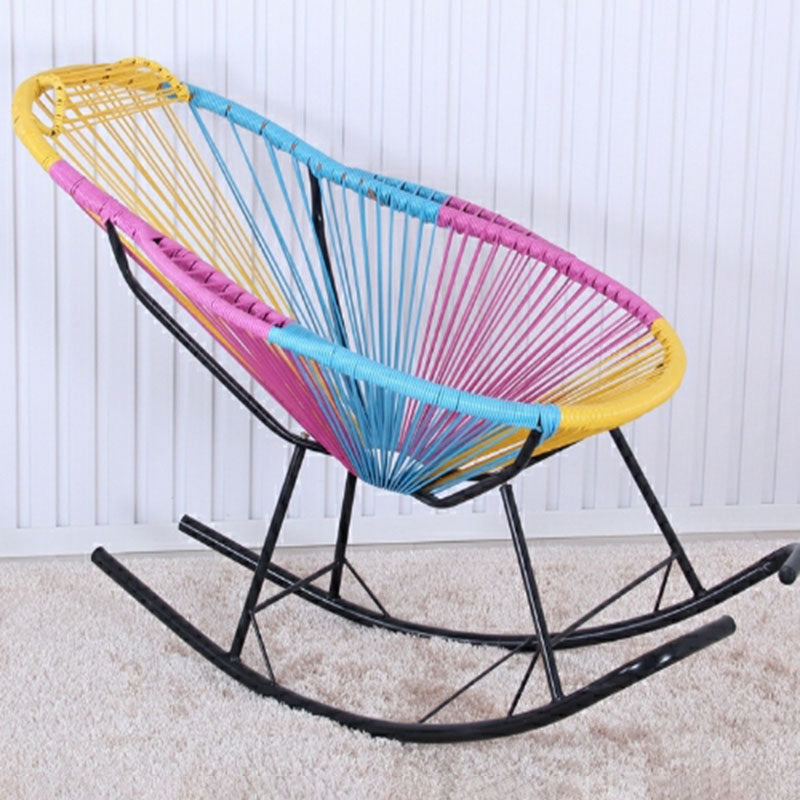 Modern Woven Rope Rocker Chair Rattan Rocking Chair for Living Room