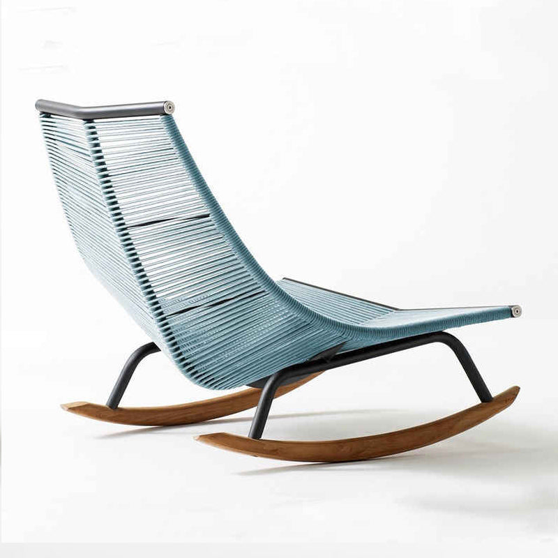 Traditional Rocking Chair Teak Frame Wing Chair Back Indoor Rocking Chair