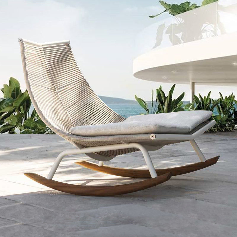 Traditional Rocking Chair Teak Frame Wing Chair Back Indoor Rocking Chair