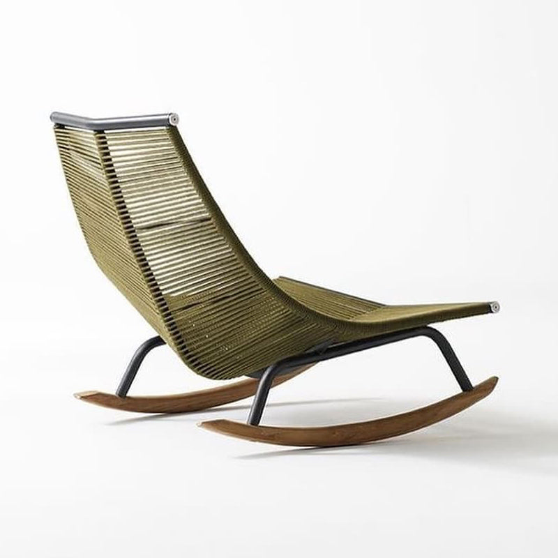 Traditional Rocking Chair Teak Frame Wing Chair Back Indoor Rocking Chair