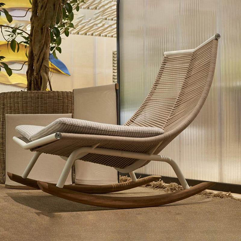 Traditional Rocking Chair Teak Frame Wing Chair Back Indoor Rocking Chair