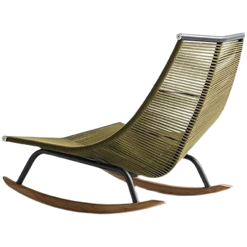 Traditional Rocking Chair Teak Frame Wing Chair Back Indoor Rocking Chair