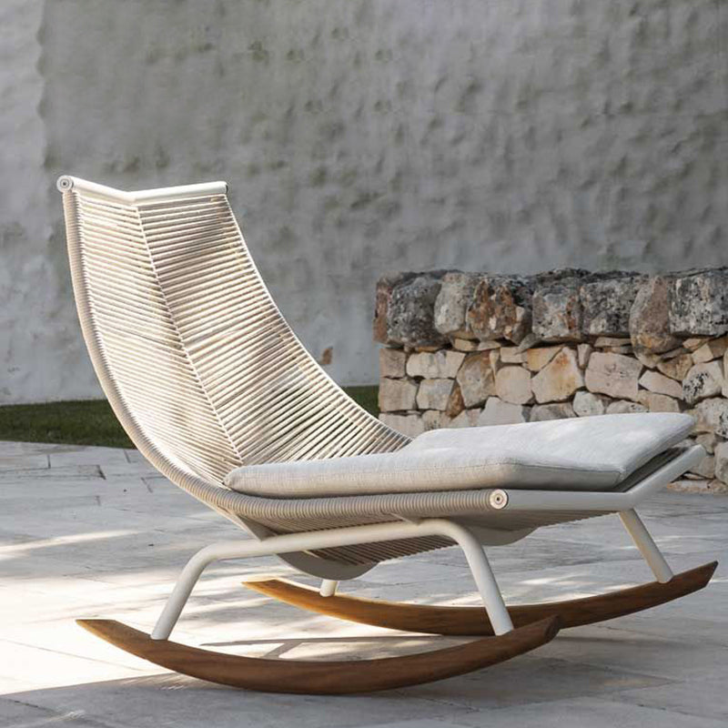 Traditional Rocking Chair Teak Frame Wing Chair Back Indoor Rocking Chair