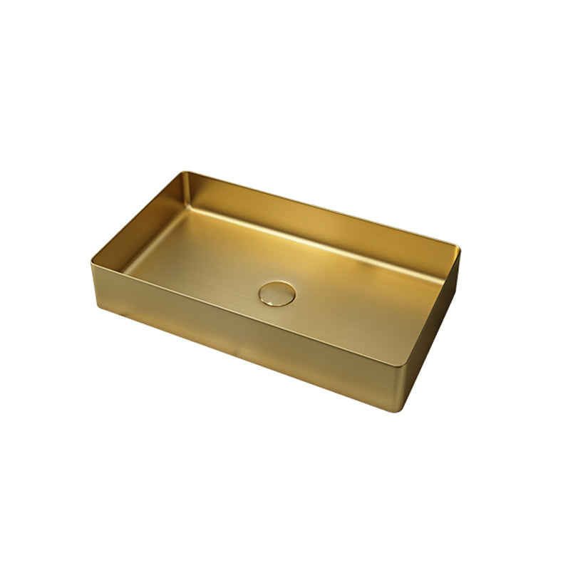 Modern Bathroom Sink Metal Rectangular Vessel Bathroom Sink with Pop-Up Drain