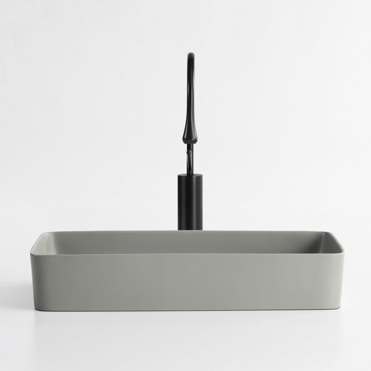 Modern Bathroom Sink Porcelain Rectangular with Pop-Up Drain Vessel Lavatory Sink