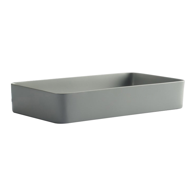 Modern Bathroom Sink Porcelain Rectangular with Pop-Up Drain Vessel Lavatory Sink