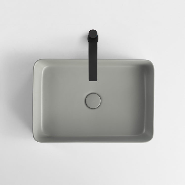 Modern Bathroom Sink Porcelain Rectangular with Pop-Up Drain Vessel Lavatory Sink