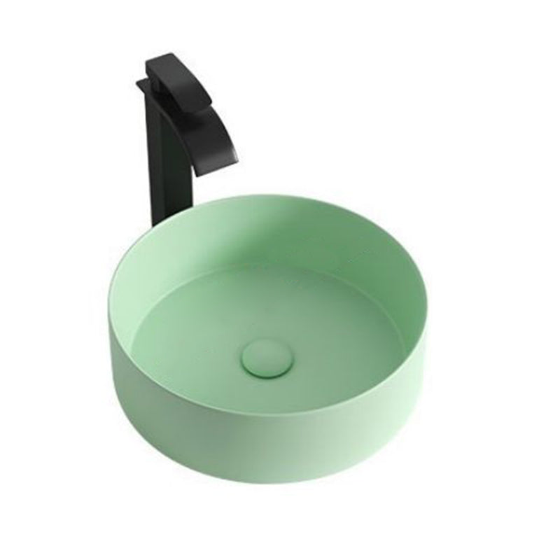 Modern Bathroom Sink Porcelain Round Wash Stand (Faucet Not Included )