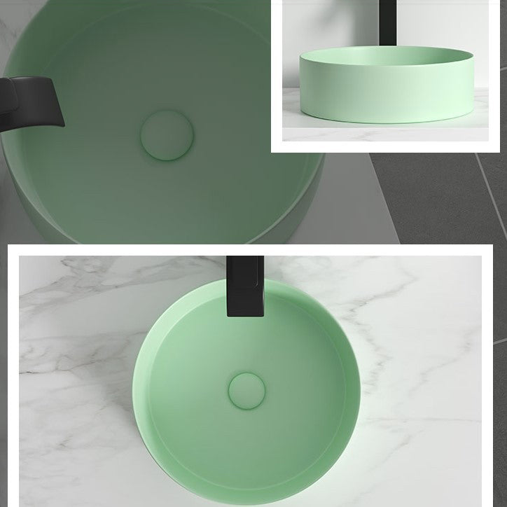 Modern Bathroom Sink Porcelain Round Wash Stand (Faucet Not Included )
