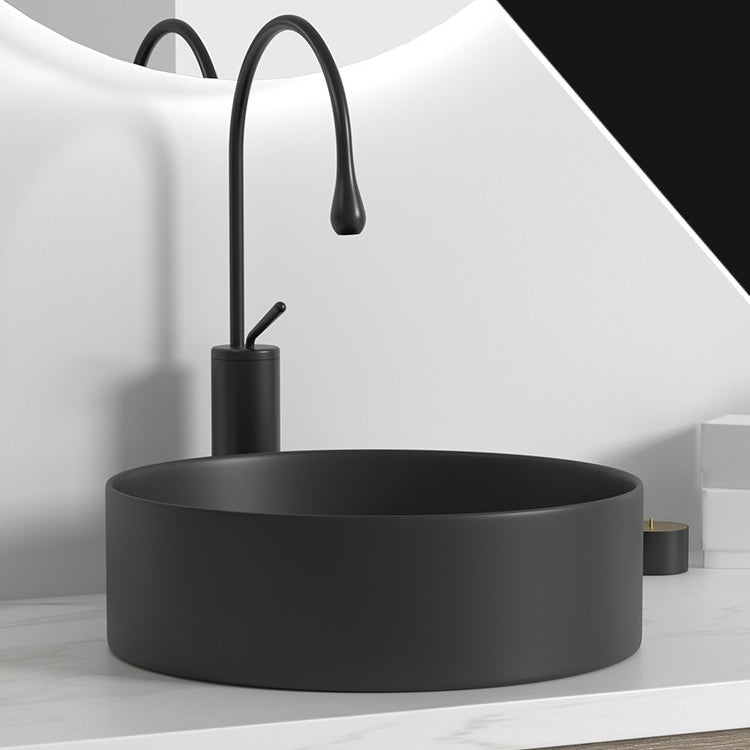 Modern Bathroom Sink Porcelain Round Wash Stand (Faucet Not Included )