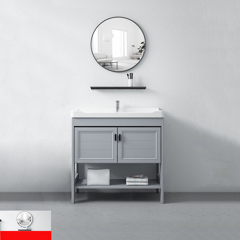 Modern Console Sink Porcelain Rectangular with Right Basin and Faucet Trough Sink