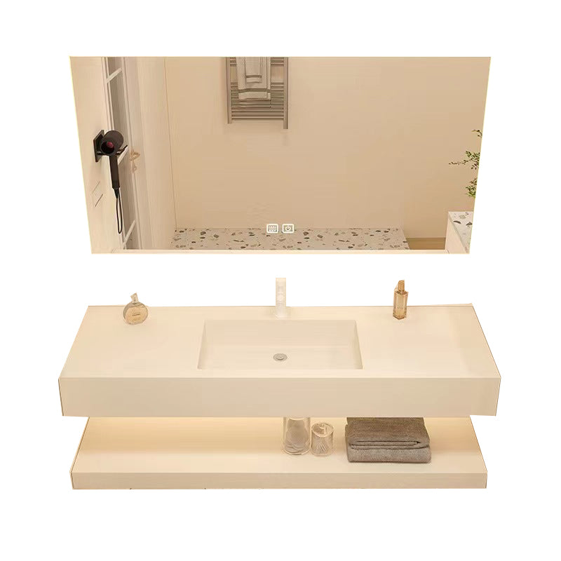 Creative Vanity Sink Mirror Wall-Mounted Bathroom Vanity Set in White