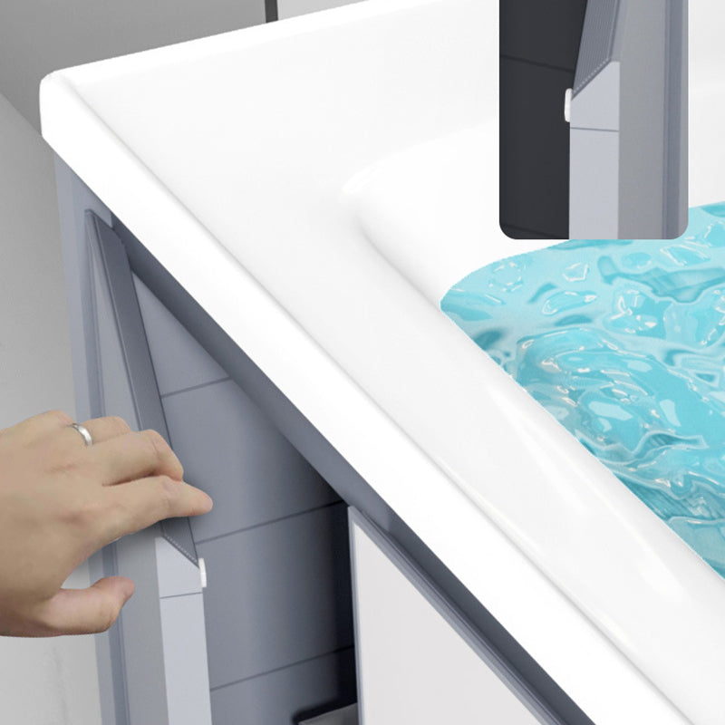 Modern Wall Mount Sink Vanity Metal Bathroom Vanity Cabinet with Mirror Cabinet