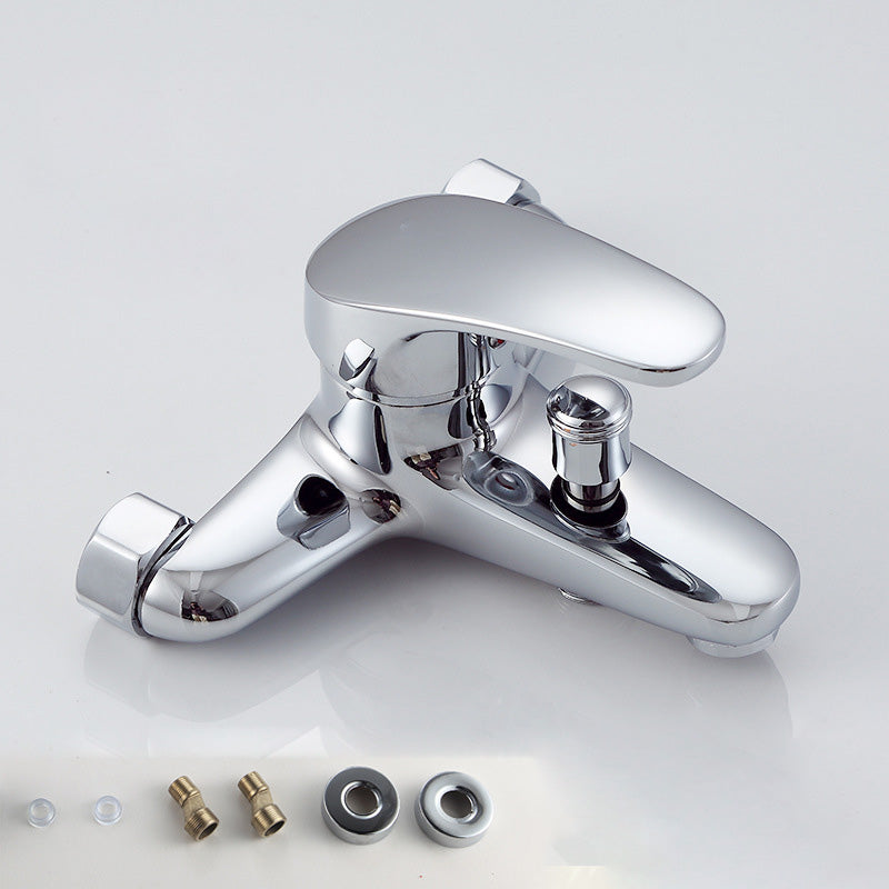 Modern Silver Faucet Copper with 1-Handles 2-Hole Bathroom Faucet