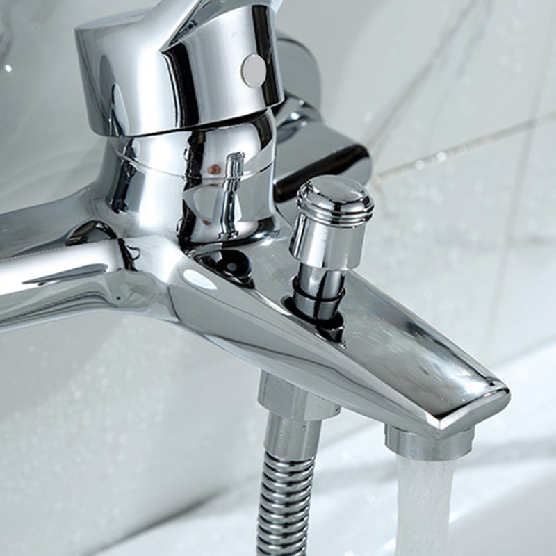 Modern Silver Faucet Copper with 1-Handles 2-Hole Bathroom Faucet