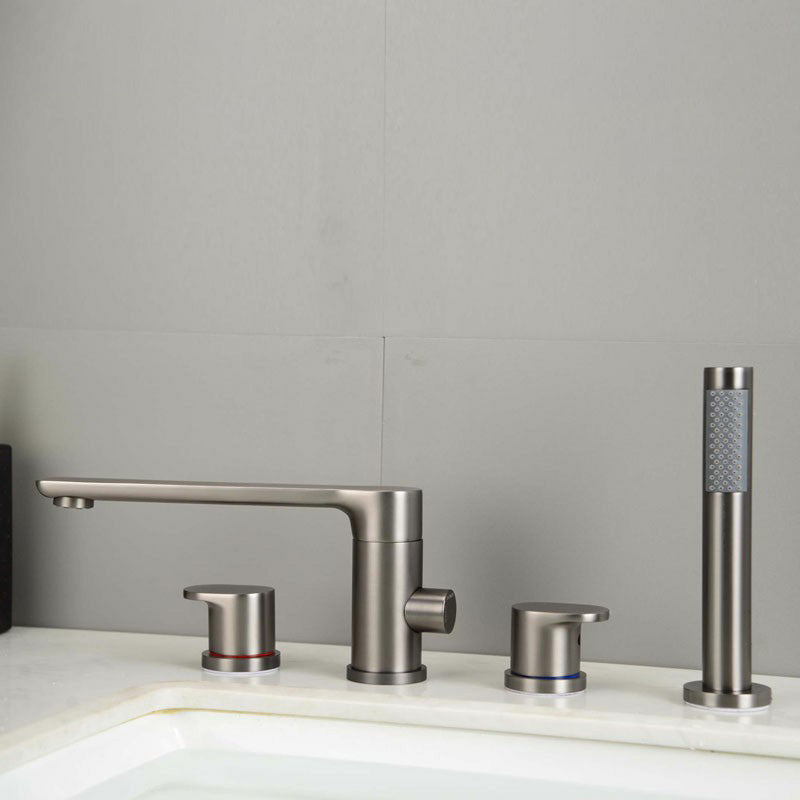 Modern Bathtub Faucet Deck Mounted Roman Tub Faucet Trim with Handshower