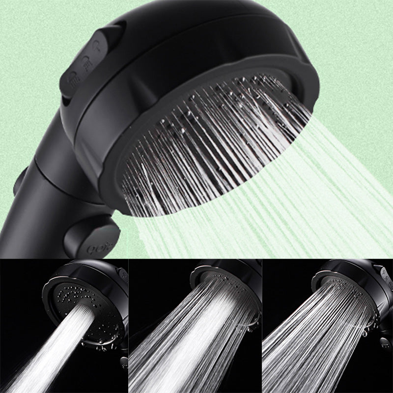 Contemporary Shower Head Round Handheld Shower Head Combo in Black