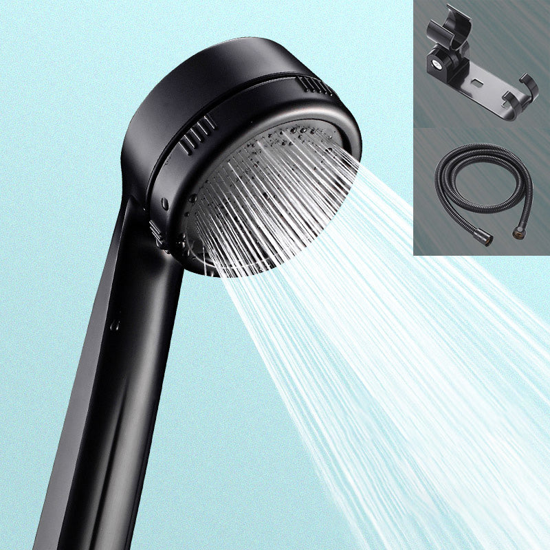 Contemporary Shower Head Round Handheld Shower Head Combo in Black