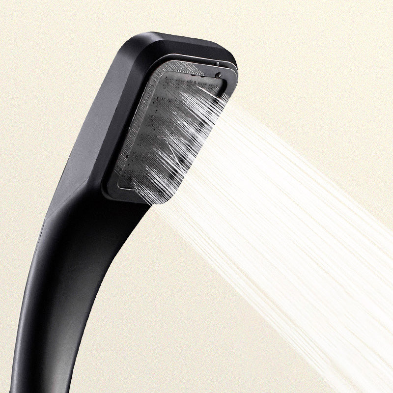 Contemporary Shower Head Round Handheld Shower Head Combo in Black