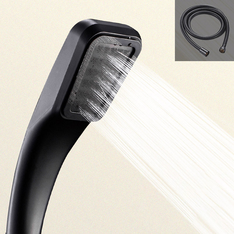 Contemporary Shower Head Round Handheld Shower Head Combo in Black