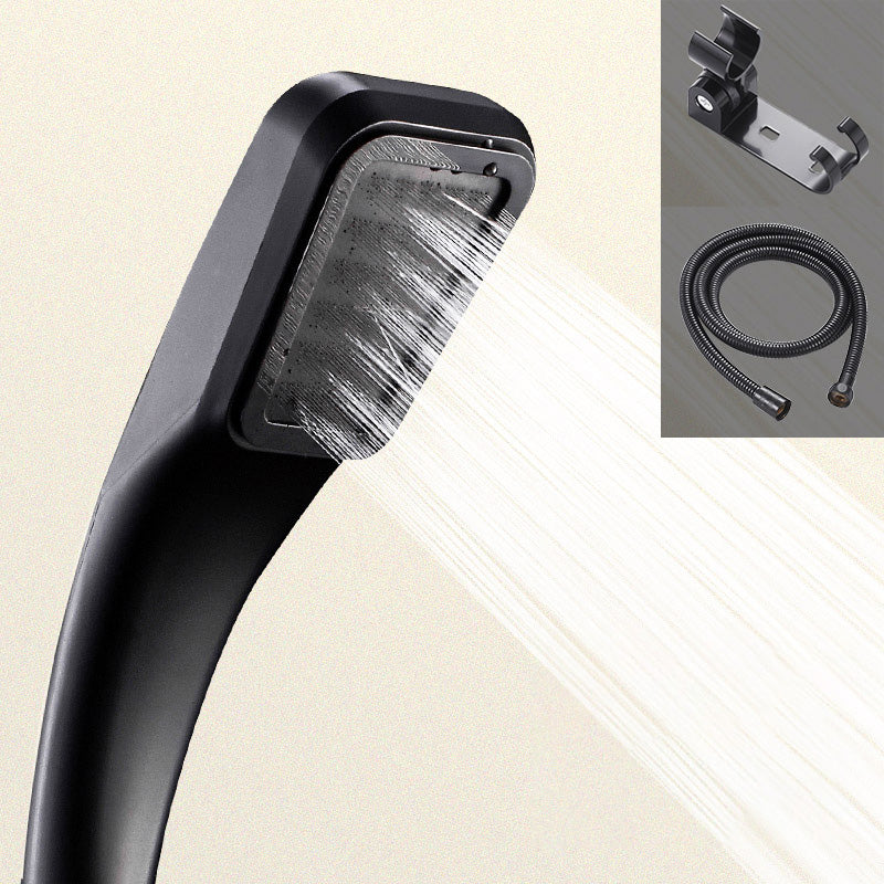 Contemporary Shower Head Round Handheld Shower Head Combo in Black