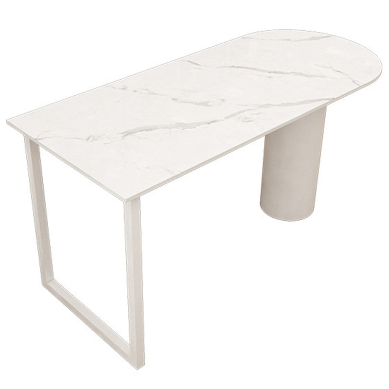 Contemporary Sintered Stone Dining Table Metal Dining Table with Double Pedestal Base