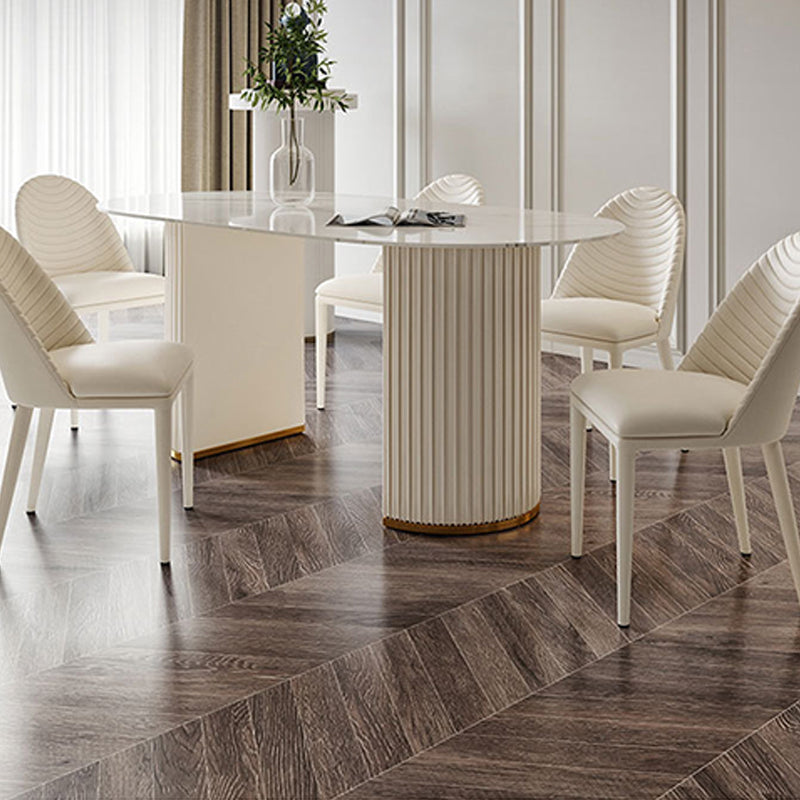 Double Pedestal Dining Room Table Modern Stone Table for Kitchen