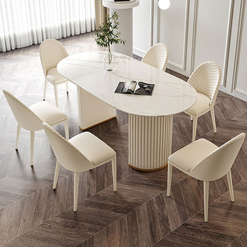 Double Pedestal Dining Room Table Modern Stone Table for Kitchen