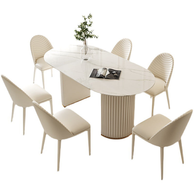Double Pedestal Dining Room Table Modern Stone Table for Kitchen